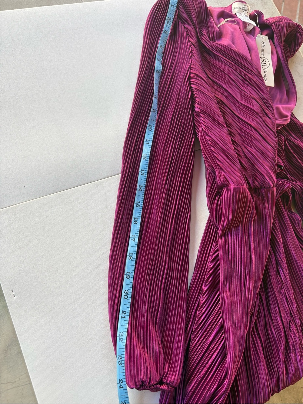 Sloane Rouge, Plissé Wrap Midi Dress in Berry Plum xl - Picture 8 of 10